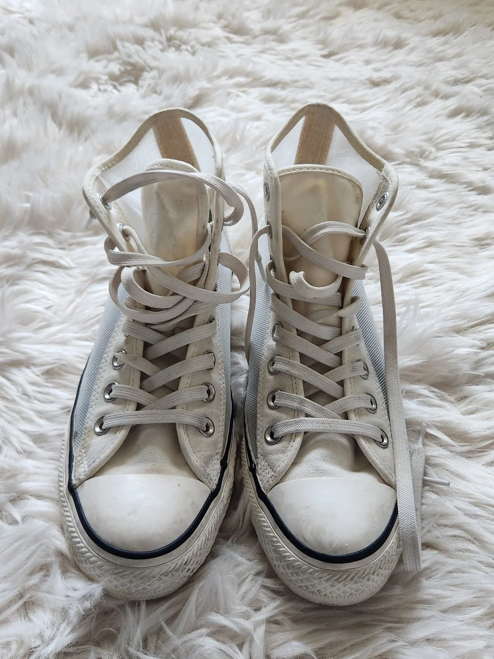 Converse Women's White High-Top Mesh Sneakers - Picture 5 of 7